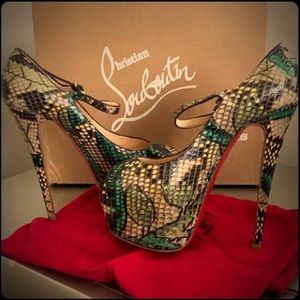 Christian louboutin rare python skin platform heel